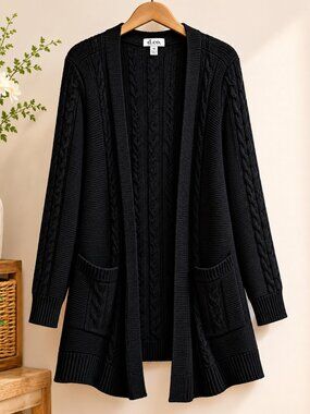 Large Black Cable-Knit Sweater